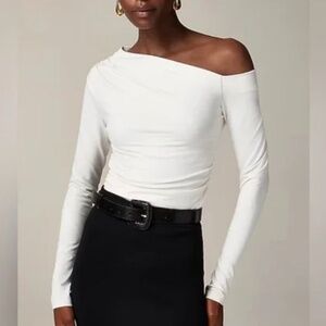 J.Crew Asymmetric white ruched top!